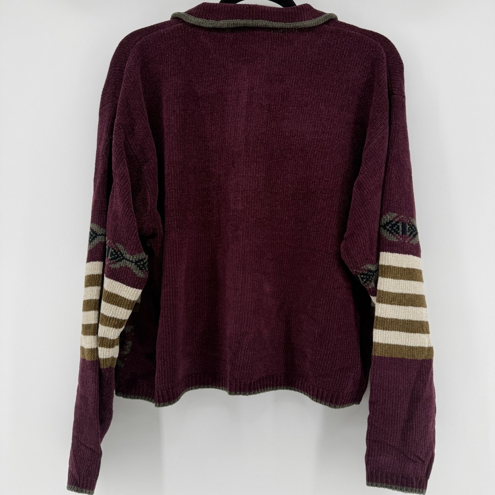 Wrangler Western Wear Womens Small Burgundy Chenille Aztec Cardigan NEW - Picture 5 of 7